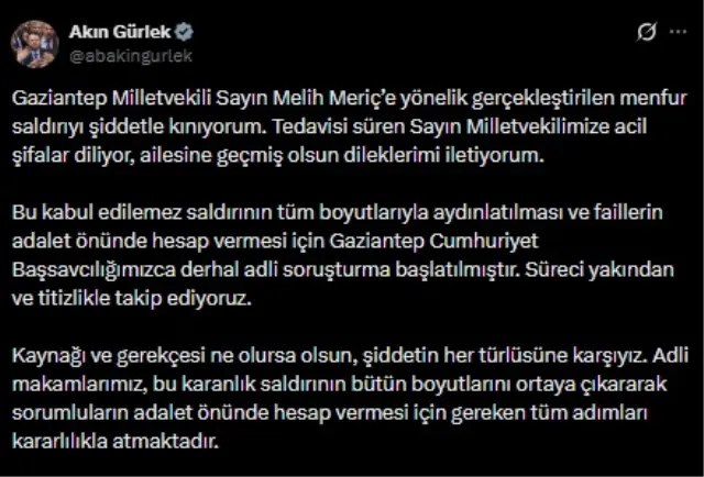 Adalet Bakanı'ndan Melih Meriç'e Saldırı Açıklaması